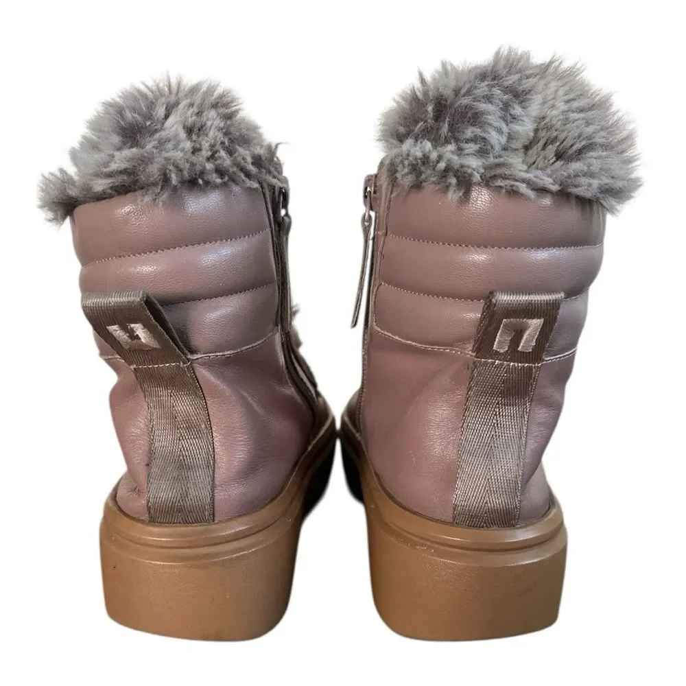United Nude Dusty Rose Faux Fur Lined Platform Boots Size 8 minimalist blush